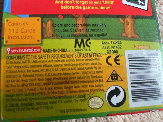 UNO Super Mario Card Game incluye manual Español