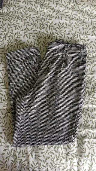 Pantalón cuadros pinza cintura elástica