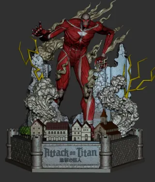 Figura Resina Colosal Attack on Titan Diorama