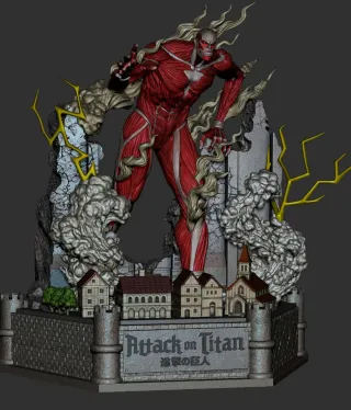 Figura Resina Colosal Attack on Titan Diorama