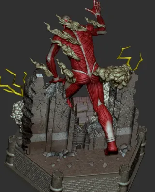 Figura Resina Colosal Attack on Titan Diorama