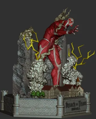Figura Resina Colosal Attack on Titan Diorama