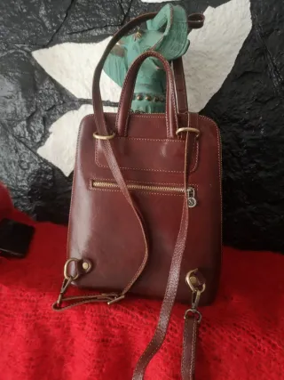 Bolao Mochila Piel Italiana 3 en 1 Manos