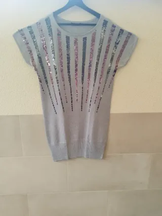 Vestido de punto con lentejuelas T. L.
