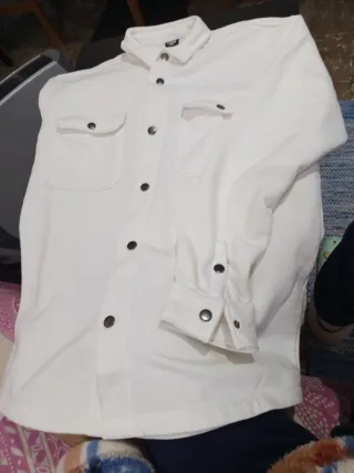 Camisa afelpada blanca hombre