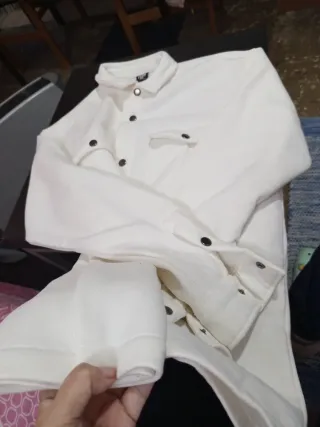 Camisa afelpada blanca hombre