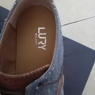 Mocassino uomo  denim e pelle marrone