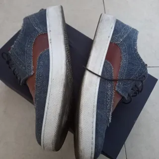 Mocassino uomo  denim e pelle marrone