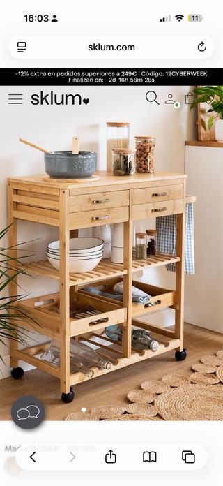 Mueble organizador cocina madera y metal