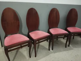 Conjunto 4 Sillas Madera Maciza Tapizadas