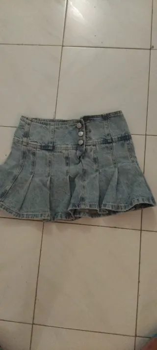 Falda vaquera plisada Talla S