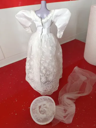 Vestito da sposa Barbie antico + velo e copricapo