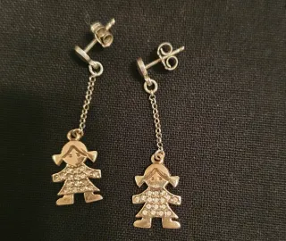 Pendientes plata niña con piedras brill6