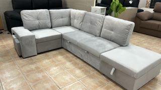 Sofá cama modular y rinconera + arcon y puff