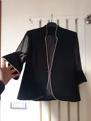 Blazer nero manica 3/4 con perline Taglia 48/50 it