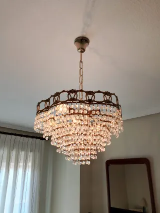 Lámpara de techo de cristal de roca y metal