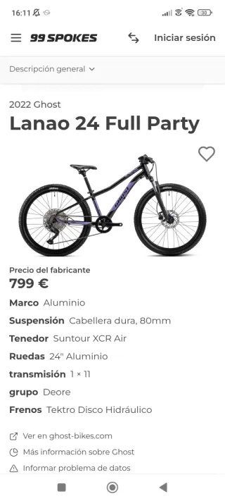 Bicicleta Ghost Lanao 24 Full Party Niñ@