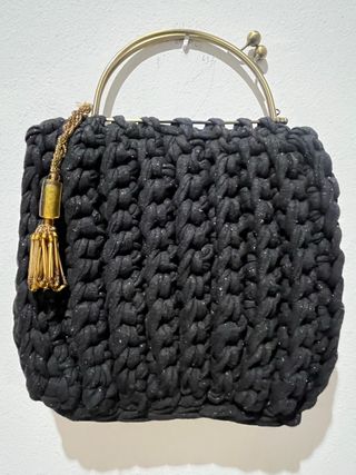 2 Bolsos Trapillo Artesanales Negro y Burdeos