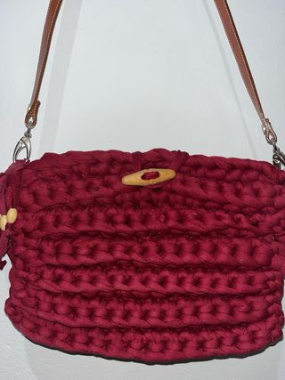 2 Bolsos Trapillo Artesanales Negro y Burdeos