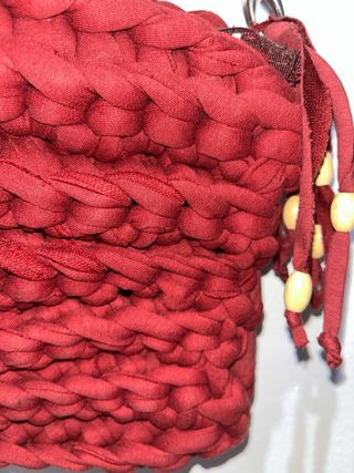 2 Bolsos Trapillo Artesanales Negro y Burdeos