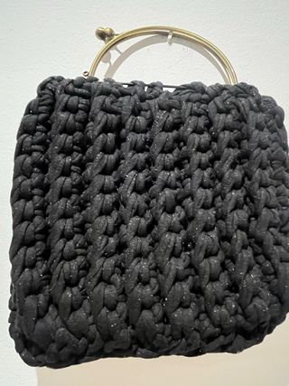 2 Bolsos Trapillo Artesanales Negro y Burdeos
