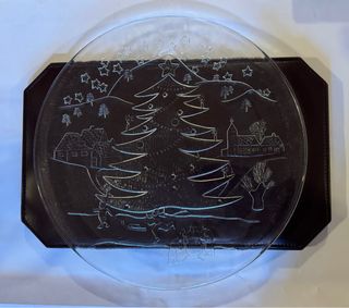 Piatto Natale Vetro Inciso