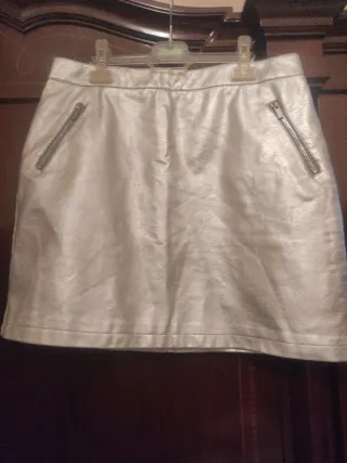 Minifalda Plateada Brillante