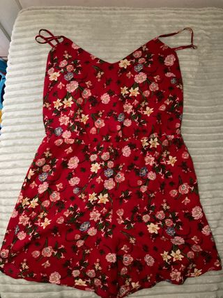 Mono corto estampado floral rojo
