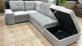 Sofá cama modular y rinconera + arcon y puff