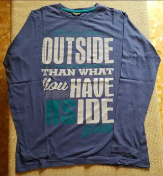 Camiseta azul, marca Inside. Manga Larga. Talla L