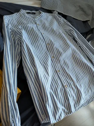 Camisa Rayas Azul y Blanca