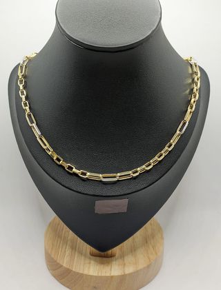 Cadena Alterna de oro combinado 14k, 8.54g, 60 cm.