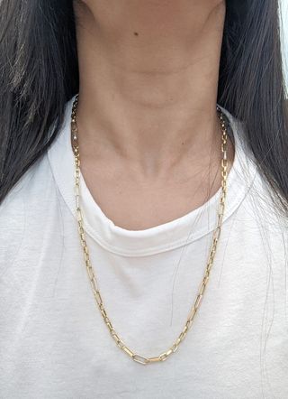 Cadena Alterna de oro combinado 14k, 8.54g, 60 cm.