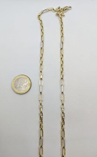 Cadena Alterna de oro combinado 14k, 8.54g, 60 cm.