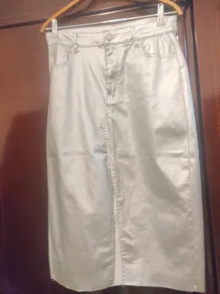 Falda Larga Gris Plateado