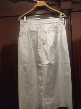 Falda Larga Gris Plateado