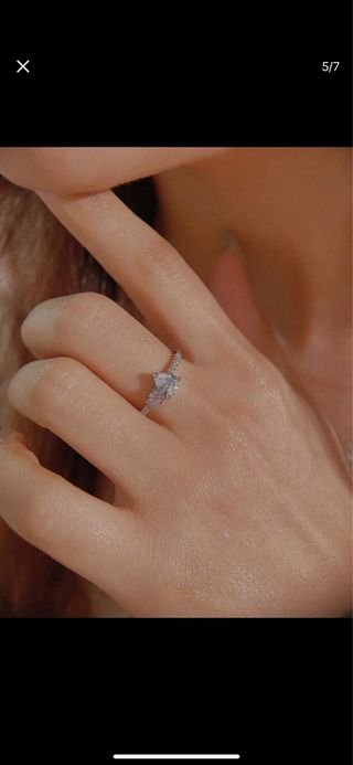 Anillo Plata Ley Corazón Rosa Ajustable