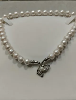 Gargantilla perlas cultivadas plata circonitas