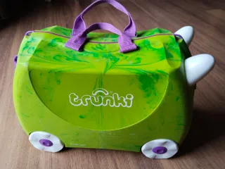 Maleta infantil rígida verde y morada