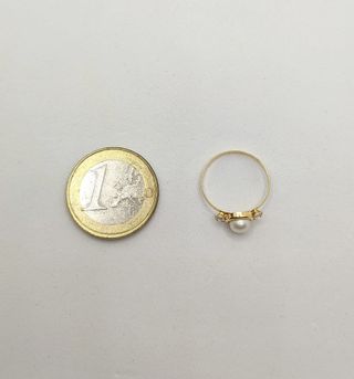 Anillo de oro de 18k con Perla, 0.89 g, T-14.