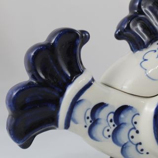 Salsera GZHEL Pez Porcelana Rusa Cobalto