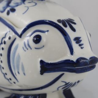 Salsera GZHEL Pez Porcelana Rusa Cobalto