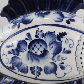 Salsera GZHEL Pez Porcelana Rusa Cobalto
