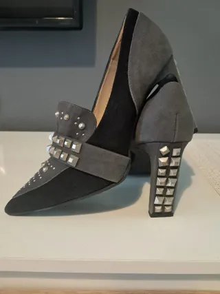 Zapatos de tacón mujer negros y grises