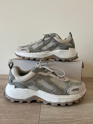 Zapatillas Oysho Piel Trekking Beige/verde