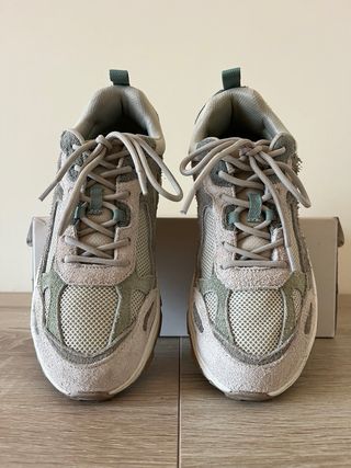 Zapatillas Oysho Piel Trekking Beige/verde