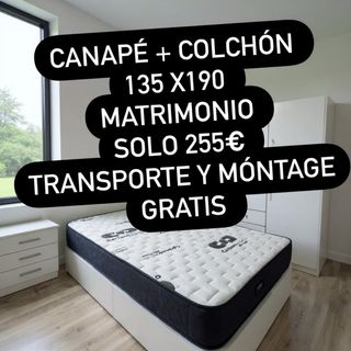 Canapé + Colchón  135x190 : 255 euro 150*190 : 295