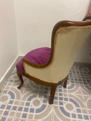 Butacón sillón madera y terciopelo