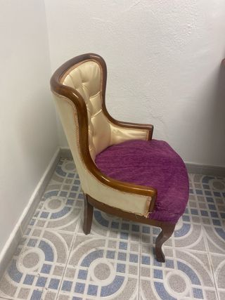 Butacón sillón madera y terciopelo
