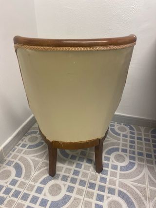 Butacón sillón madera y terciopelo